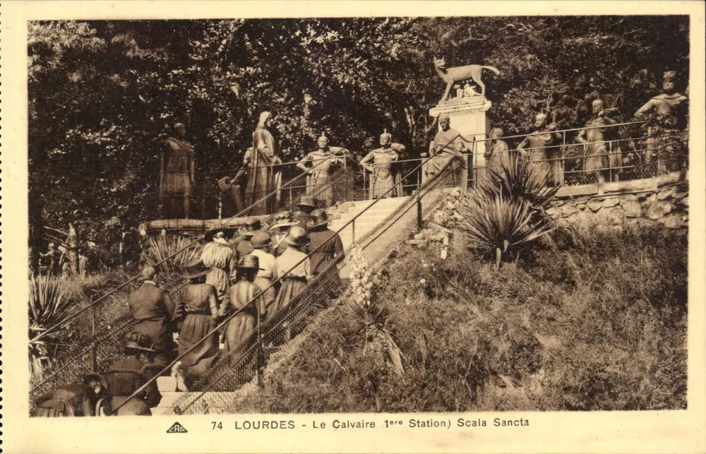 Lourdes - Der Calvary 1. Station Scala Sancta — Antike Ansichtskarte n°74, Verlag Antike Ansichtskarte - Vorderseite