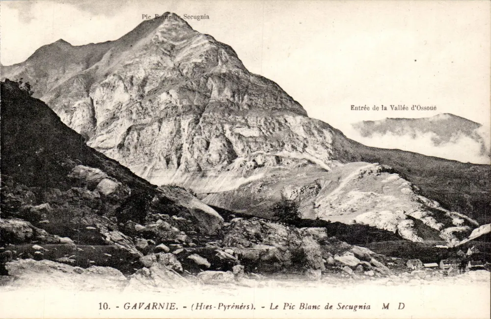 O Pic Blanc de Secugnia — Entrada da Vale d'Ossouë — Gavarnie (Hies-Pyrénées) — Edição A. Mezel - Frente