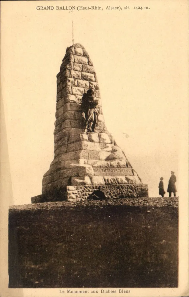 Grand Ballon (Haut-Rhin, Elsass), H. 1424 m. — Denkmal für die Bleichen Teufel — J. Kün, Verlag, Soultz (Haut-Rhin) - Vorderseite