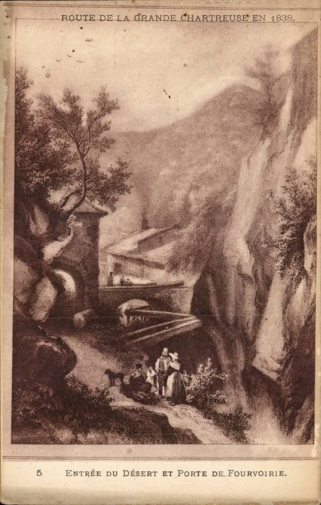 Rota da Grande Chartreuse em 1838 — Entrada do Deserto e Porta de Fourvoirie — n°5 - Frente