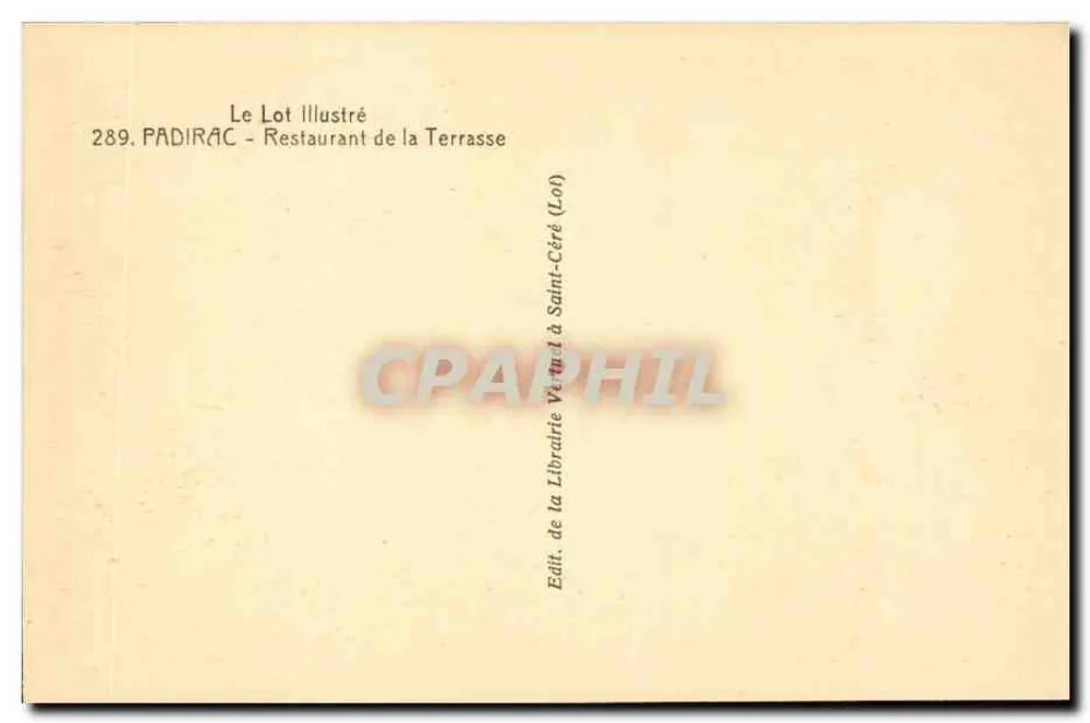 Padirac — Restaurante da Terrasse — Le Lot Illustré n°289 - Verso