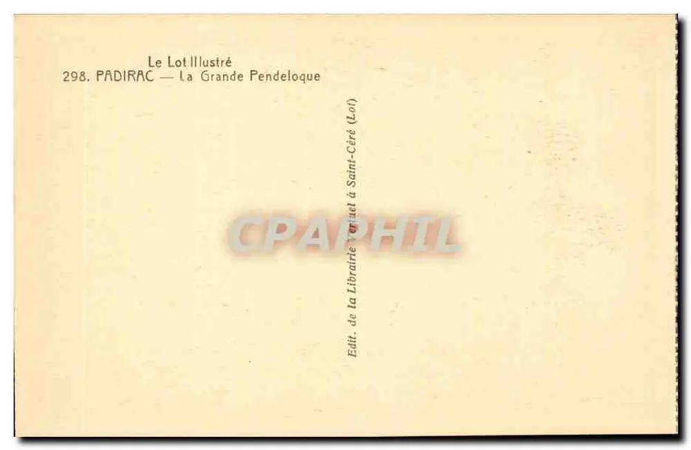 Padirac — A Grande Pendeloque — Editor: A Livraria Verneuil em Saint-Céré (Lot) - Verso