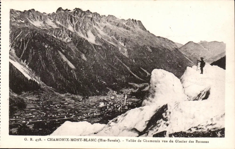 Tal von Chamonix vom Bossons-Gletscher aus gesehen — G. R. 498 — Chamonix-Mont-Blanc (Haute-Savoie) - Vorderseite