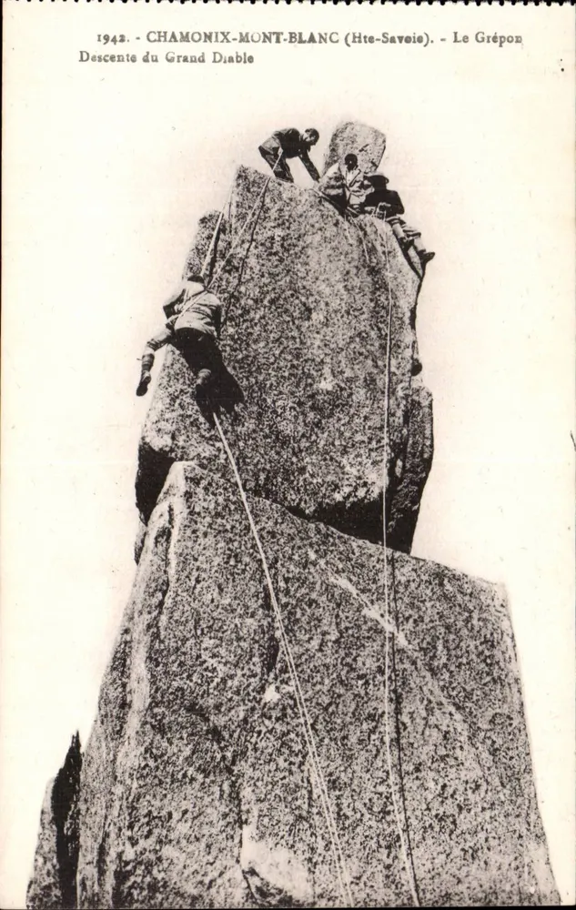 Chamonix-Mont-Blanc (Haute-Savoie) — Le Grépon — Abstieg vom Grand Diable — 1942 — L. Faurez, Verlag - Vorderseite