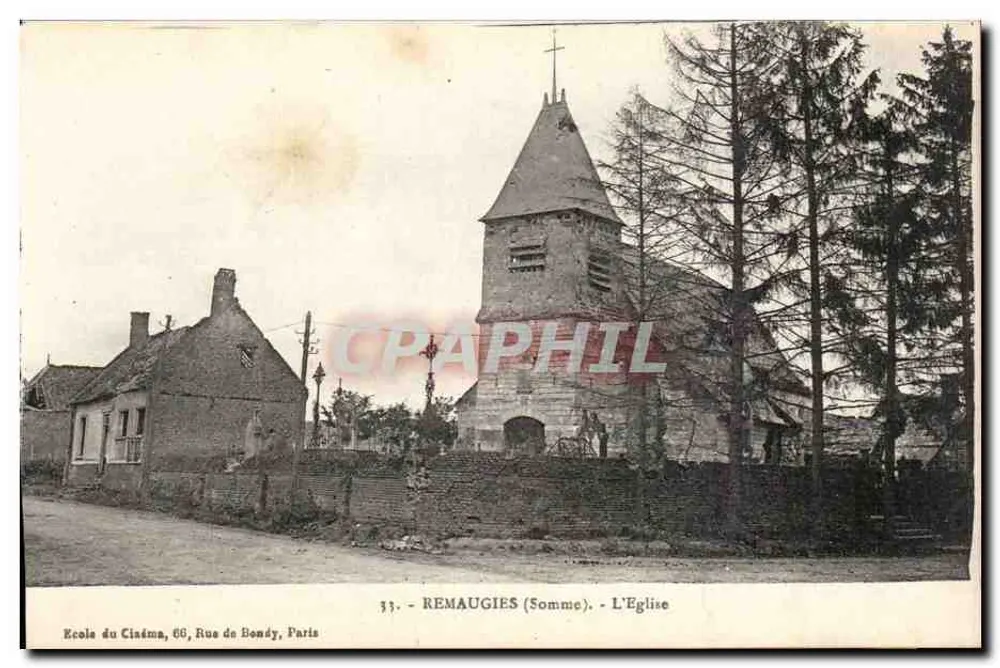 Remaugies (Somme) — A Igreja — Escola de Cinema, 66, Rue de Bondy, Paris - Frente