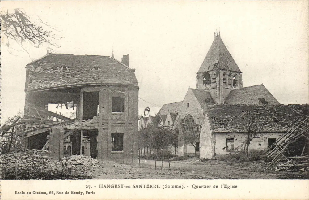 HANGEST-en-SANTERRE (Somme) - Bairro da Igreja — École du Cinéma, 68 Rue de Bondy, Paris - Frente