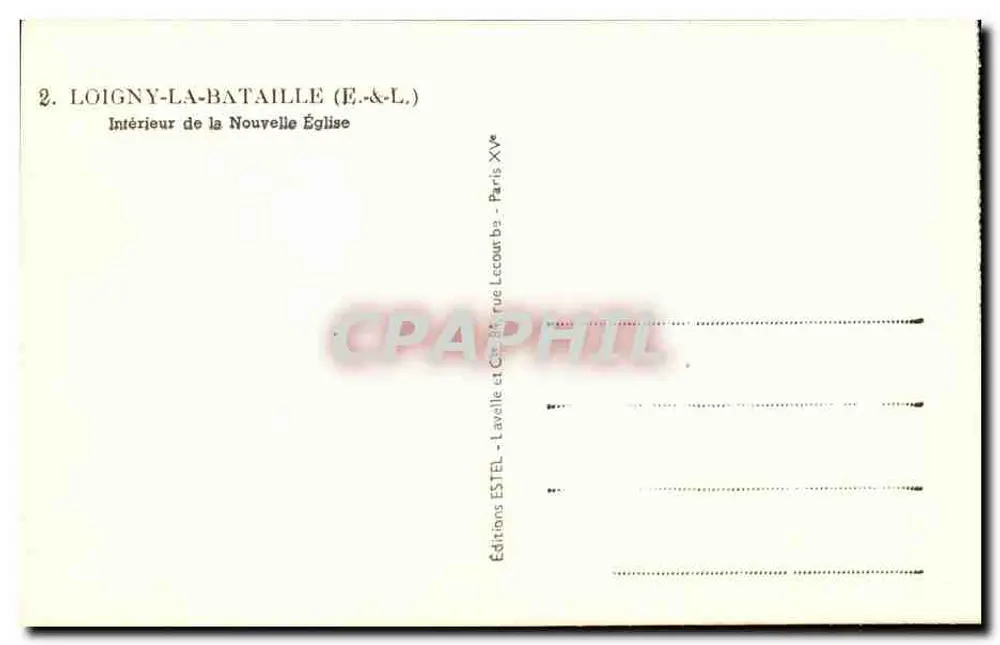 Loigny-la-Bataille — Intérieur de la Nouvelle Église — Éditions Lavelle et Cie, Paris - Rückseite