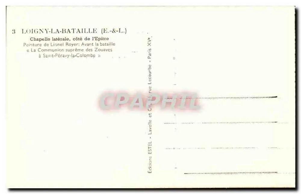 Die höchste Kommunion der Zouaves — Vor der Schlacht — Gemälde von Lionel Royer — Seitenkapelle, Seite der Episteme — Loigny-la-Bataille (E.-&-L.) - Rückseite