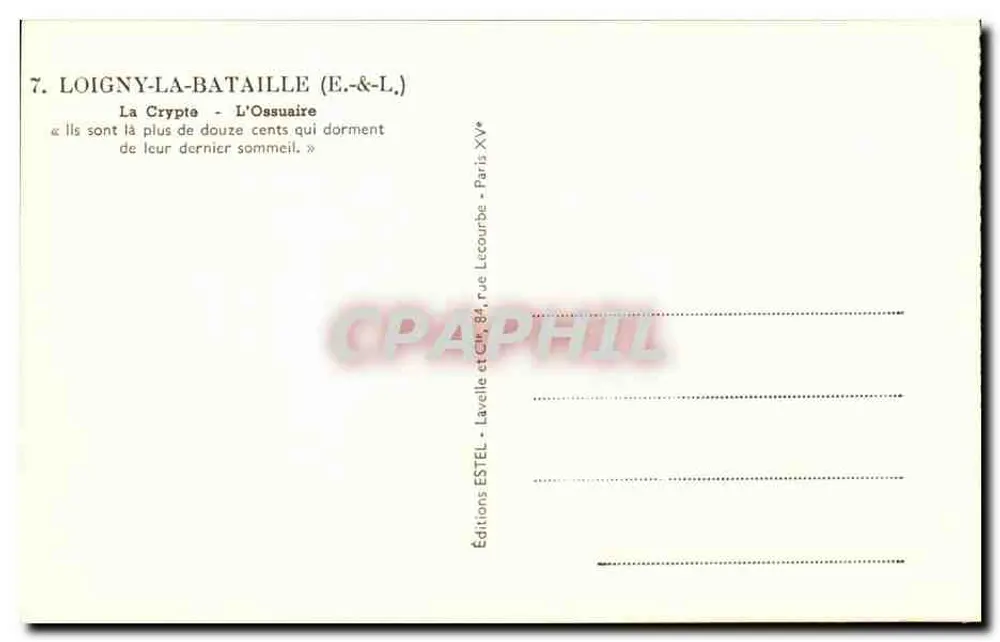 Loigny-la-Bataille — O Ossuário — Éditions ESTEL - Verso