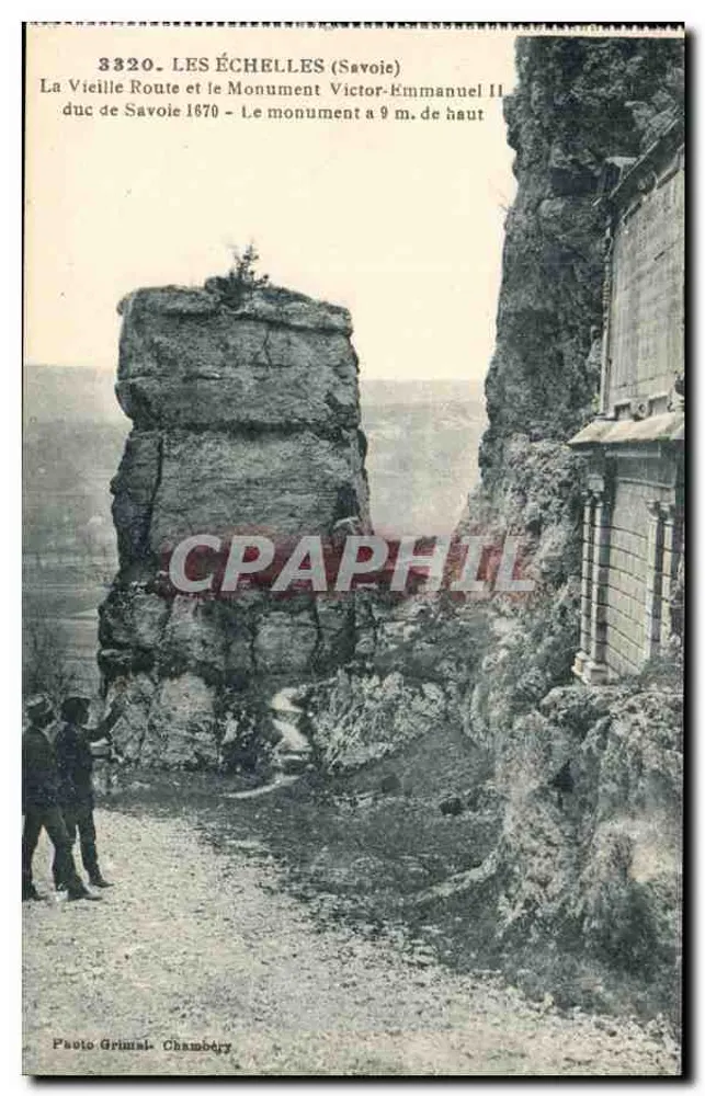 Les Échelles (Savoie) — Die Alte Straße und der Monument Victor-Emmanuel II, 9 m hoch — Photo Grimal - Chambéry - Vorderseite