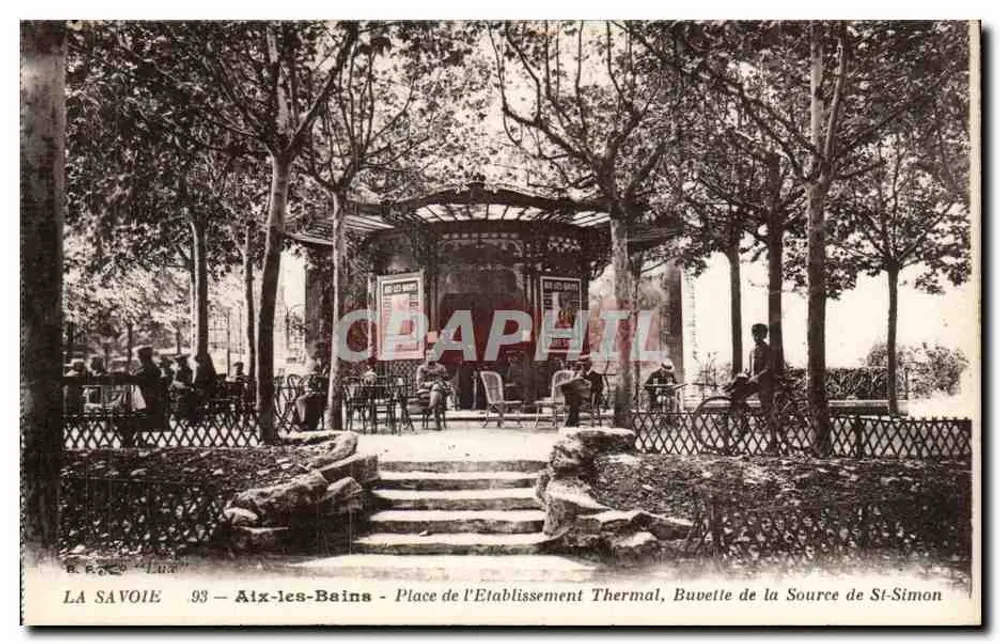Aix-les-Bains - Place de l'Établissement Thermal, Buvette de la Source de St-Simon — Verlag R. Lux, n°93 - Vorderseite