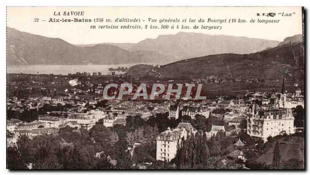 Aix-les-Bains — Vista geral e lago do Bourget — B. F. Lux - Frente