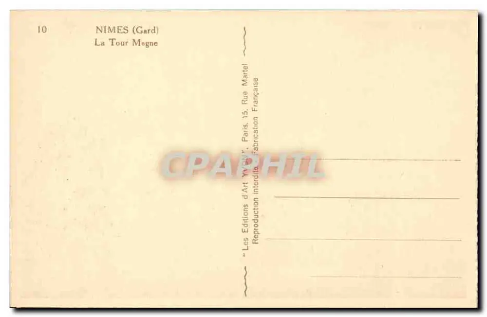 Nîmes (Gard) — A Torre Magne — Éditions d'Art Martel - Verso