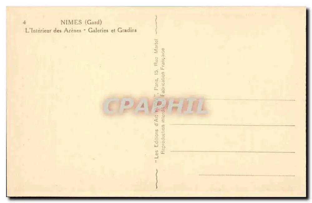 Nîmes (Gard) — Das Innere der Arenen — Galerien und Treppen — Éditions d'Art Yvon - Rückseite