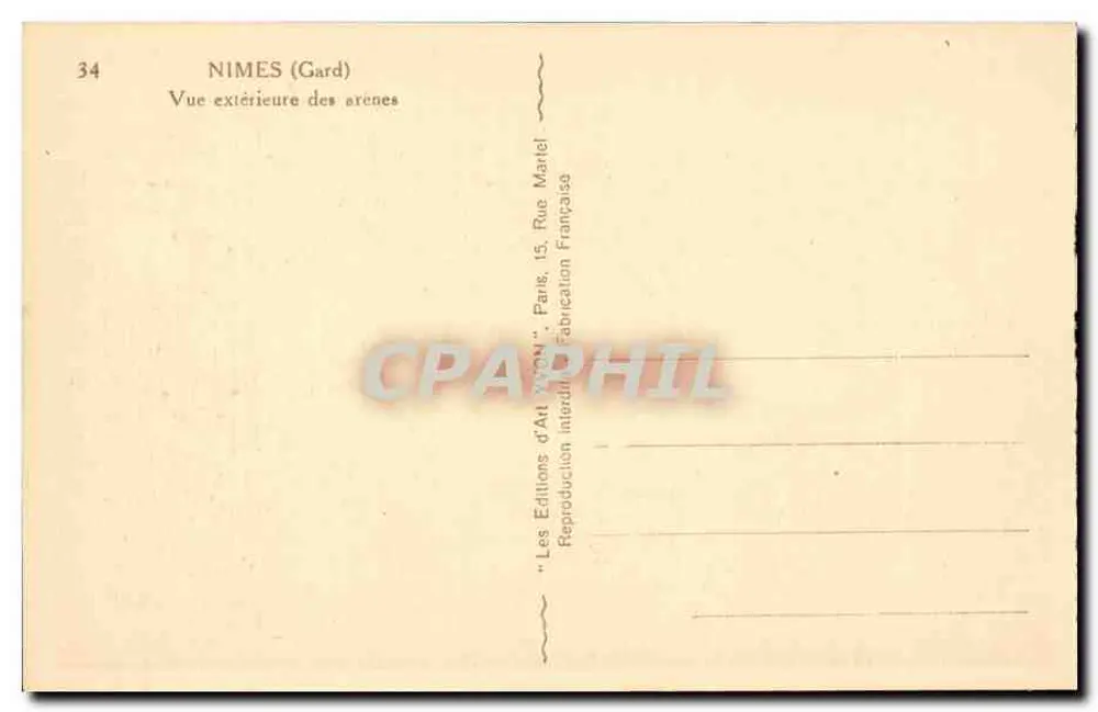 Nîmes (Gard) — Vista externa das arenas — Éditions d'Art Yvon, Paris - Verso