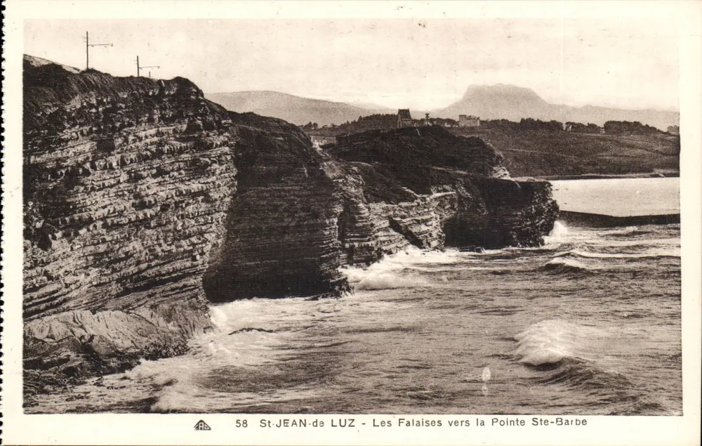 St-Jean-de-Luz — Die Klippen in Richtung Pointe Ste-Barbe — Verlag A. B. (Nr. 58) - Vorderseite
