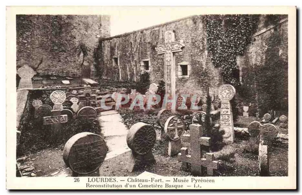 Lourdes — Château-Fort — Pyreneen-Museum — Rekonstruktion eines baskischen Friedhofs — L.T. - Vorderseite