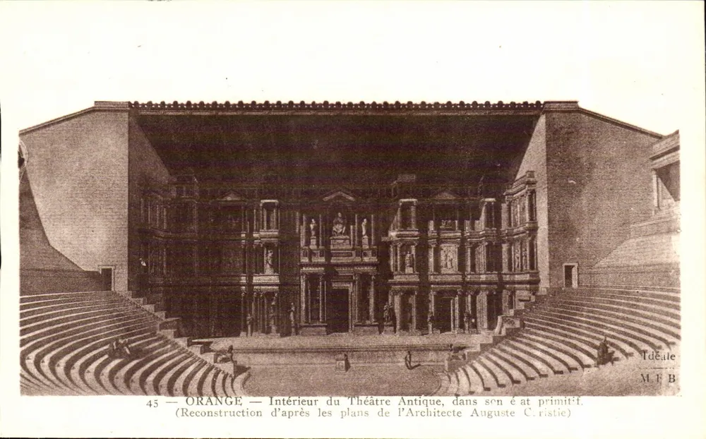 Orange — Innenraum des antiken Theaters, im ursprünglichen Zustand — Rekonstruktion nach den Plänen des Architekten Auguste Cristie — Idéale M.F.B. - Vorderseite