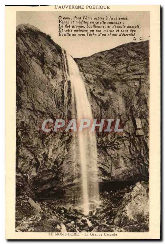 Le Mont-Dore - A Grande Cascata — A Poética da Auvergne, editor Gountefanges (P.-dè-D.) - Frente