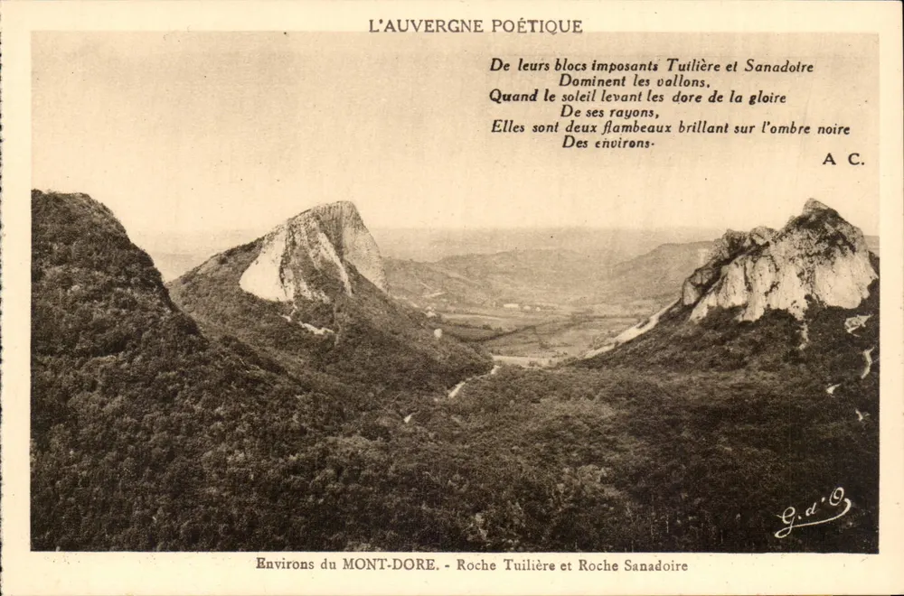 Umgebung des MONT-DORE - Roche Tuilière und Roche Sanadoire — L'Auvergne Poétique, Verlag Gantofarges (P.-de-D.) - Vorderseite