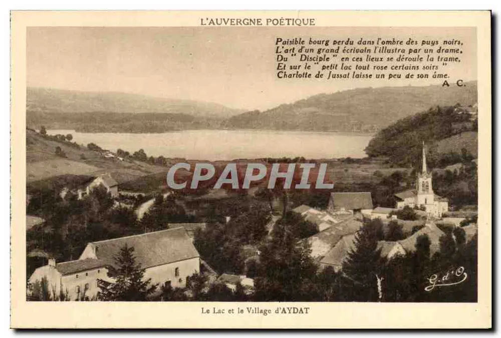 Der See und das Dorf Aydat — Poetische Auvergne — G. d'O. - Vorderseite