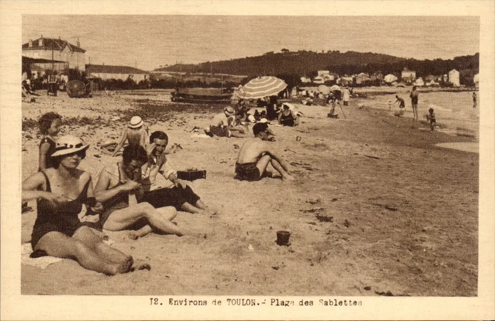 Arredores de TOULON — Praia das Sablettes — Héliogravure T. Olive, Marseille - Frente