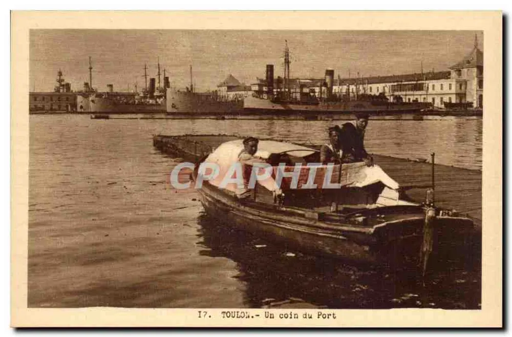 Toulon — Ein Eckchen des Hafens — Héliogravure T. Olive, Marseille - Vorderseite