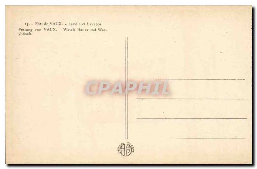 Fort de Vaux — Waschhaus und Lavabos — Verlag Verdun Toulous - Rückseite