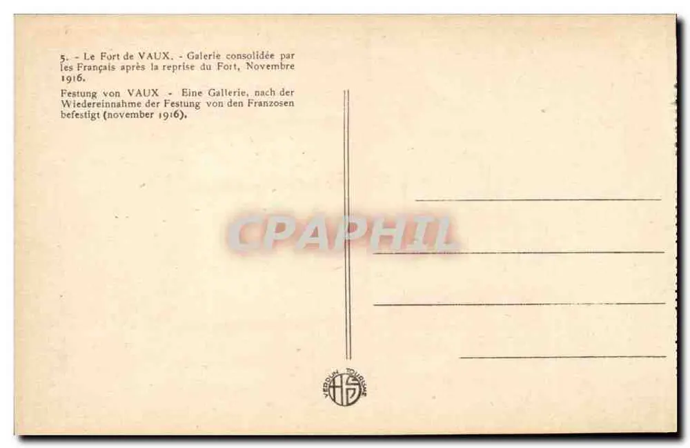 Fort Vaux — Konsolidierte Galerie nach französischer Wiederbesetzung im November 1916 - Rückseite