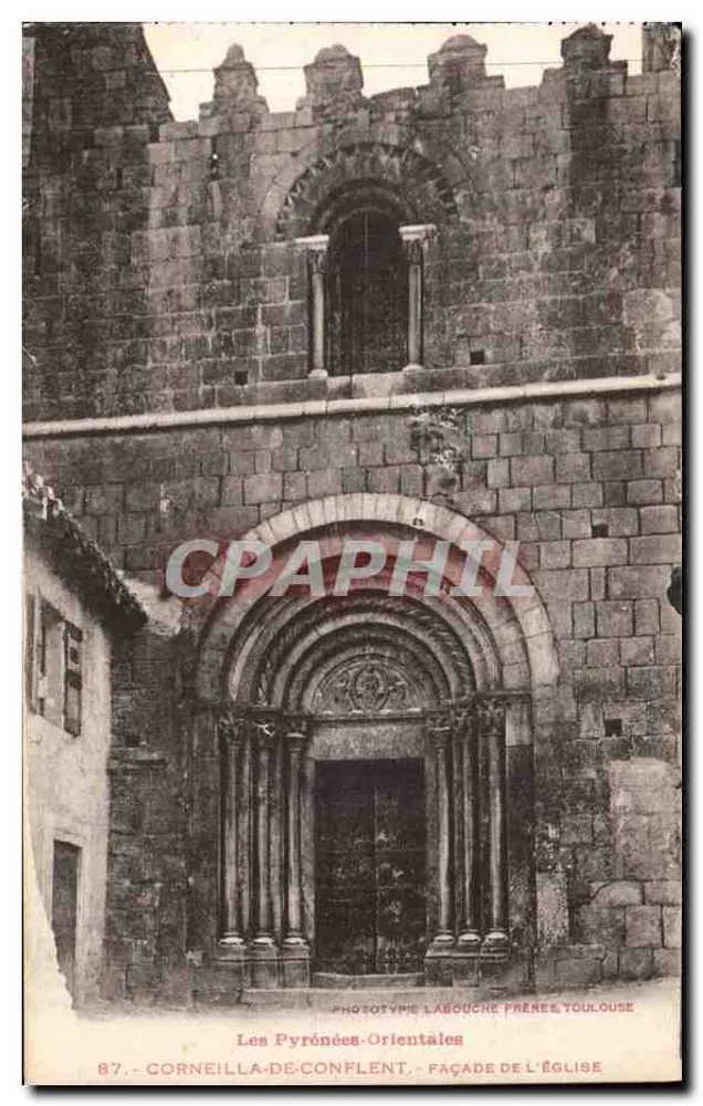 Corneilla-de-Conflent — Fachada da igreja — Fototipia Labouche Frères, Toulouse - Frente