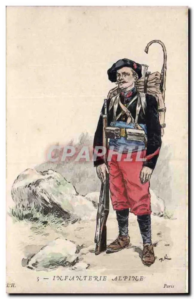 Infanterie Alpine — Soldat in Bergausrüstung — Verlag L.H. Paris, n°5 - Vorderseite