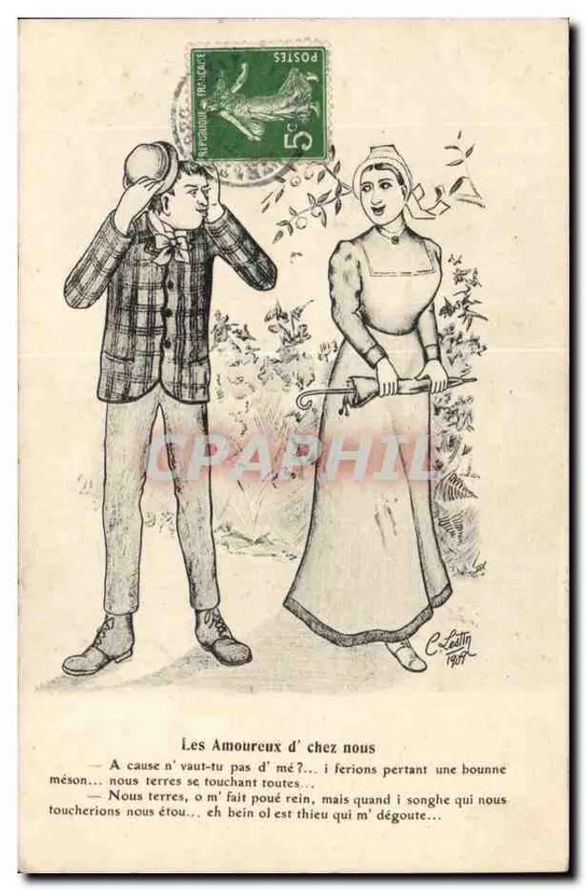 Les Amoureux d' chez nous — caricatura de C. Létin, 1909 — editor não visível - Frente