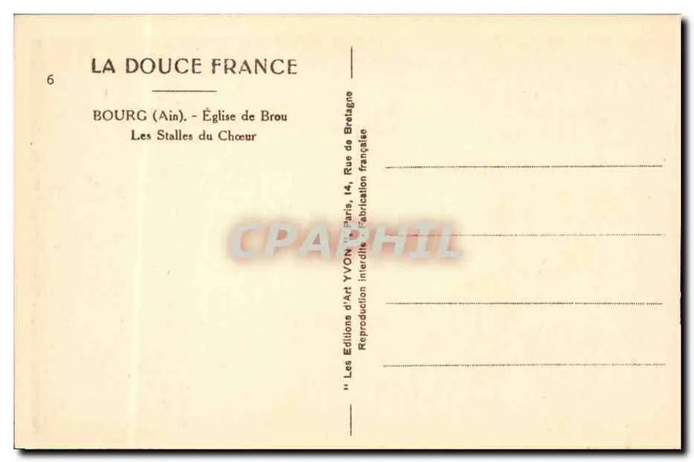 Bourg (Ain) — Kirche von Brou — Die Chorstühle — Éditions d'Art YVON - Rückseite