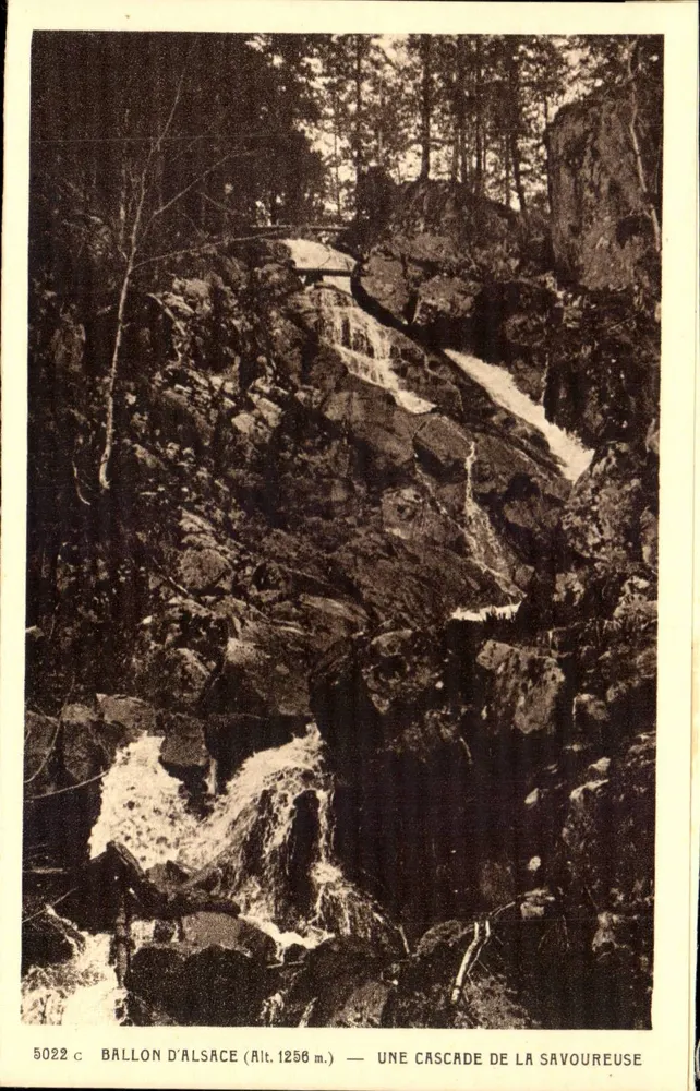Ballon d'Alsace (Alt. 1256 m.) — Uma cascata da Savoureuse — Edição Carte-Postale Brust, Ballon d'Alsace - Frente