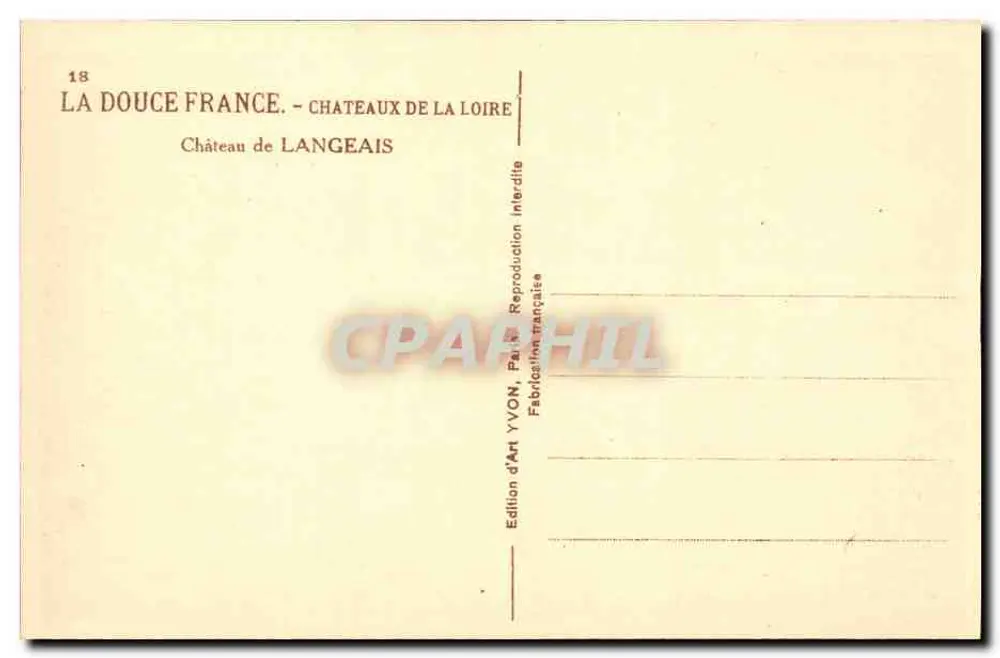 Castelo de Langeais — Castelos da Loire — Edição YVON - Verso