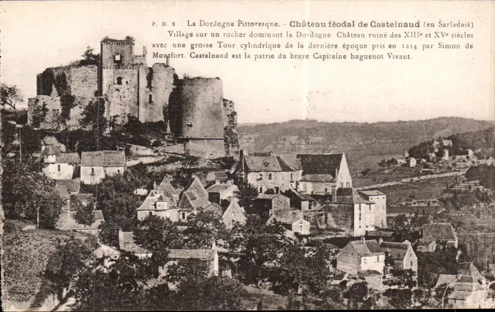 Castelnau-la-Bataille — Castelo feudal em ruínas — P.D.S. (em sarlatês) - Frente
