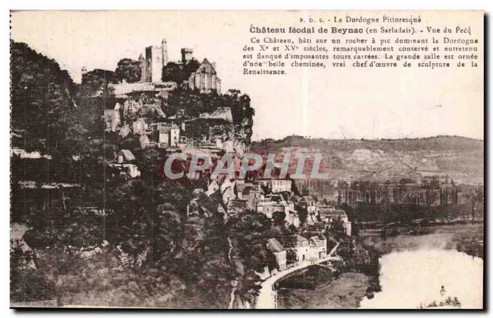 Castelo feudal de Beynac (em Sarladais) — Vista do Péché — P. D. S. - Frente
