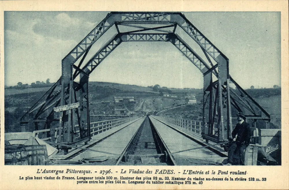 Pittoreske Auvergne — Der Viadukt der FADES — Die Einfahrt und der rollende Brücke — Édition Artisticque, Vichy - Vorderseite