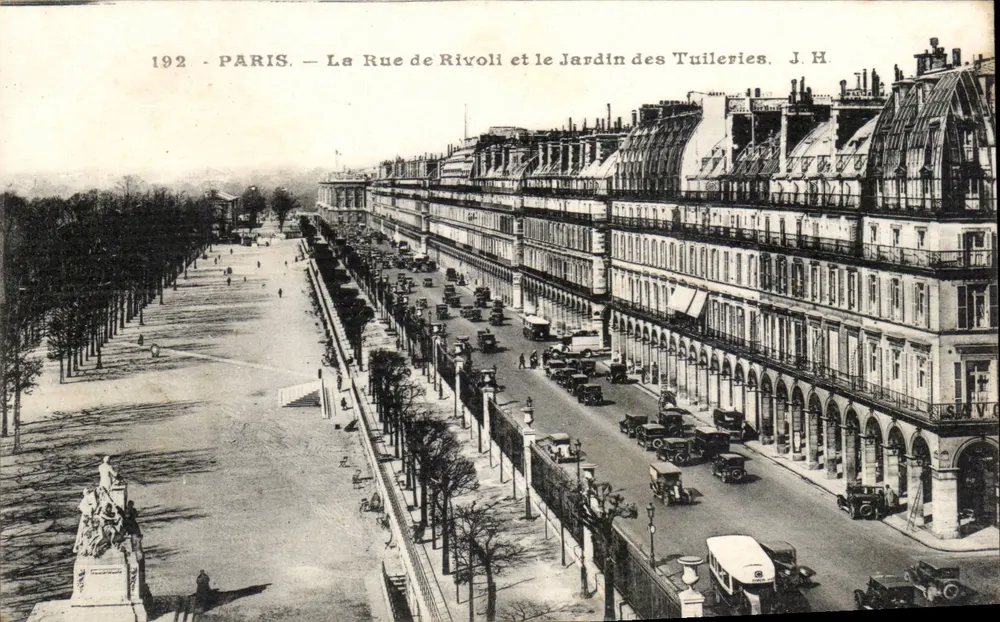 Paris — Ansicht der Rue de Rivoli und des Jardins des Tuileries — J.H. — 192 - Vorderseite