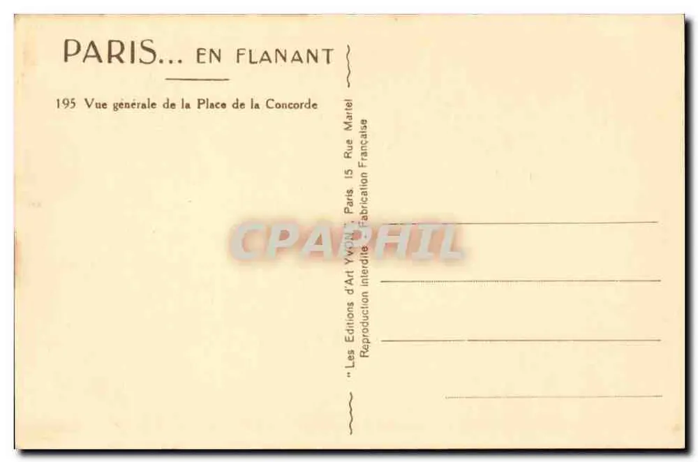 Platz der Concorde — allgemeiner Blick — Les Éditions d'Art Yvon, Paris - Rückseite