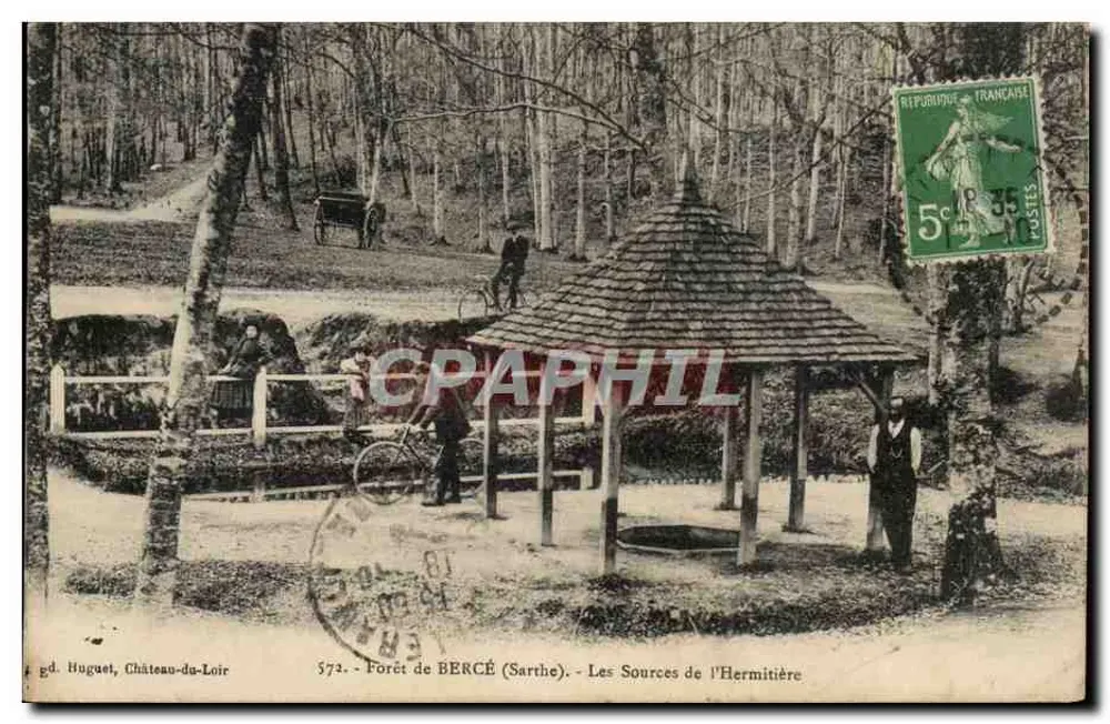 Floresta de BERCÉ (Sarthe) — As Fontes da Hermitière — gd. Huguet, Château-da-Loir - Frente