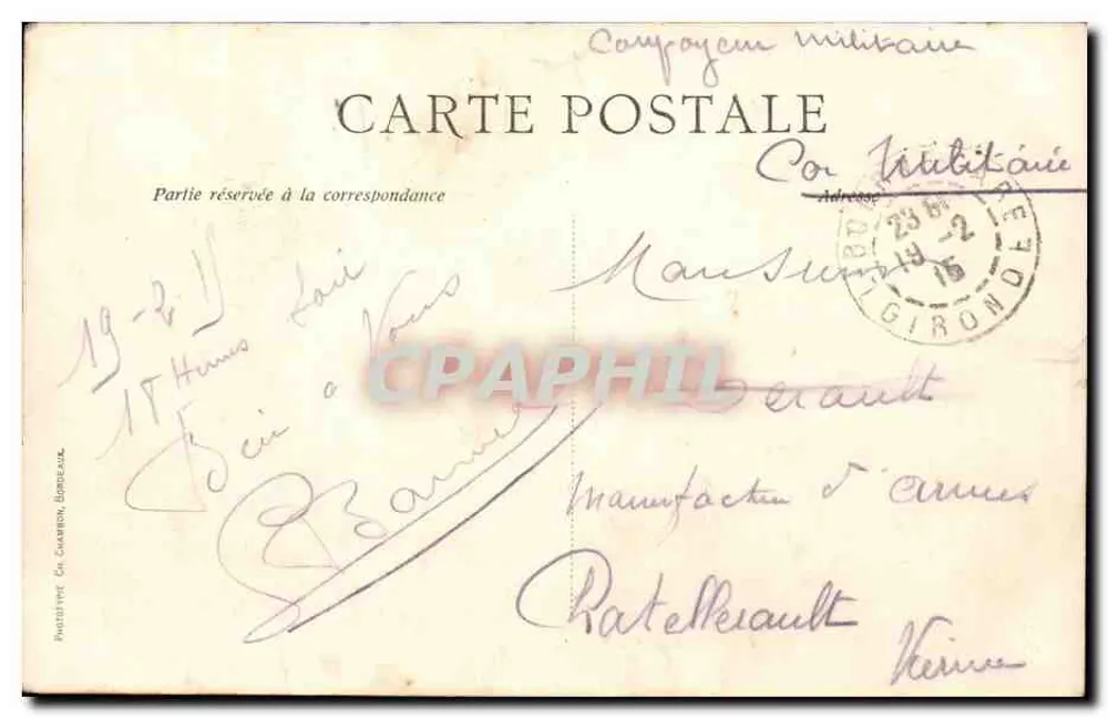 Bordeaux — Eingang zum öffentlichen Garten — C. B - Rückseite