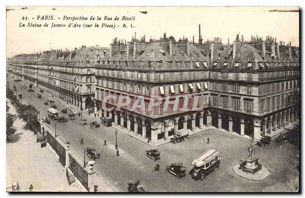 Paris - Perspektive der Rue de Rivoli - Die Statue der Jeanne d'Arc (auf der Place) - A. L. - Vorderseite