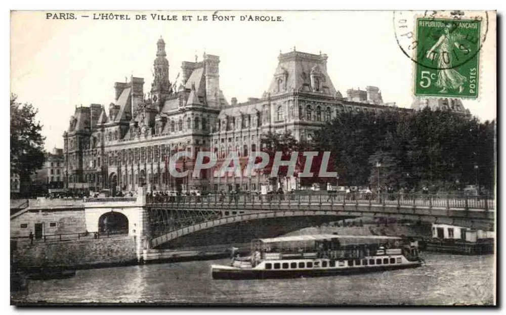 Paris — Das Rathaus und die Pont d'Arcole — Verlag nicht sichtbar - Vorderseite