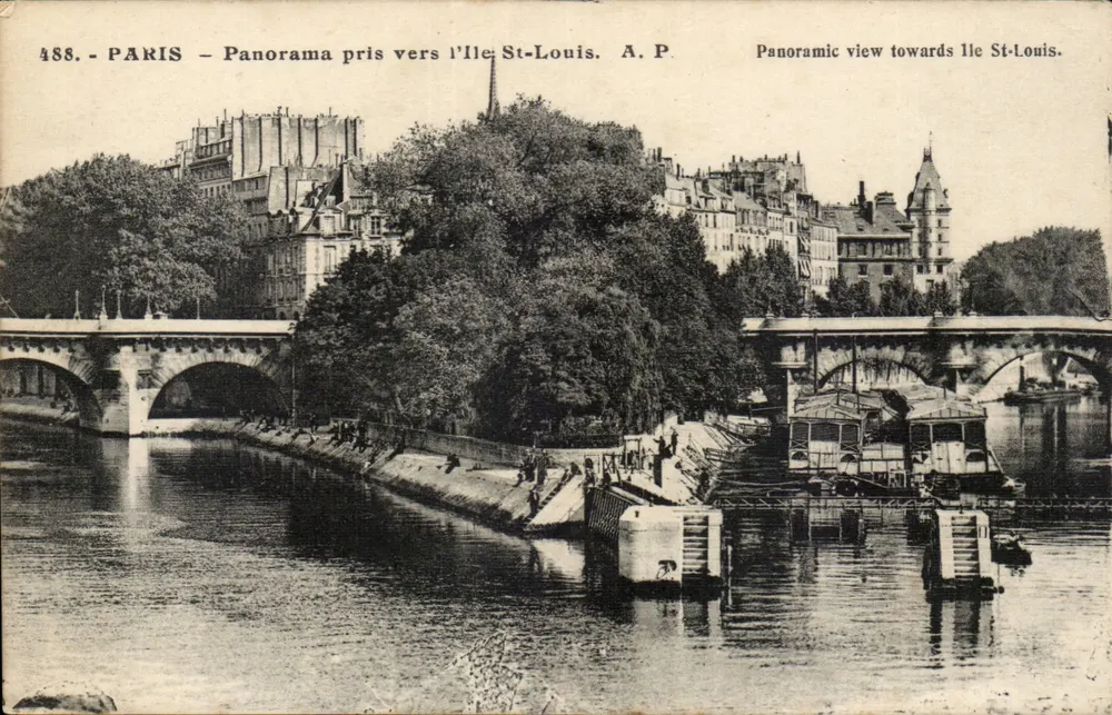 PARIS — Panorama tomado hacia la Île-St-Louis — A. P. n°488 - Anverso