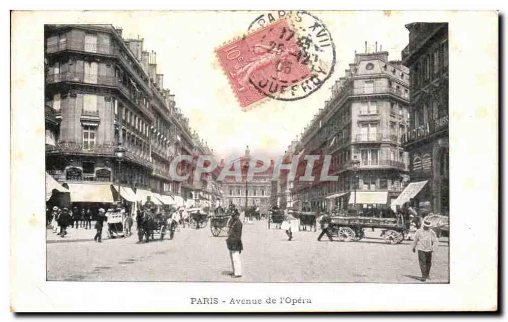 Paris - Avenue de l'Opéra — städtische Ansicht — Verlag unbekannt, Seriennummer nicht sichtbar - Vorderseite