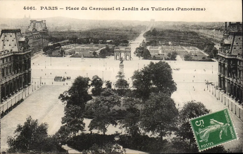 PARIS — Place du Carrousel und Jardin des Tuileries (Panorama) — Unbekannter Verlag, Nr. 4061 - Vorderseite