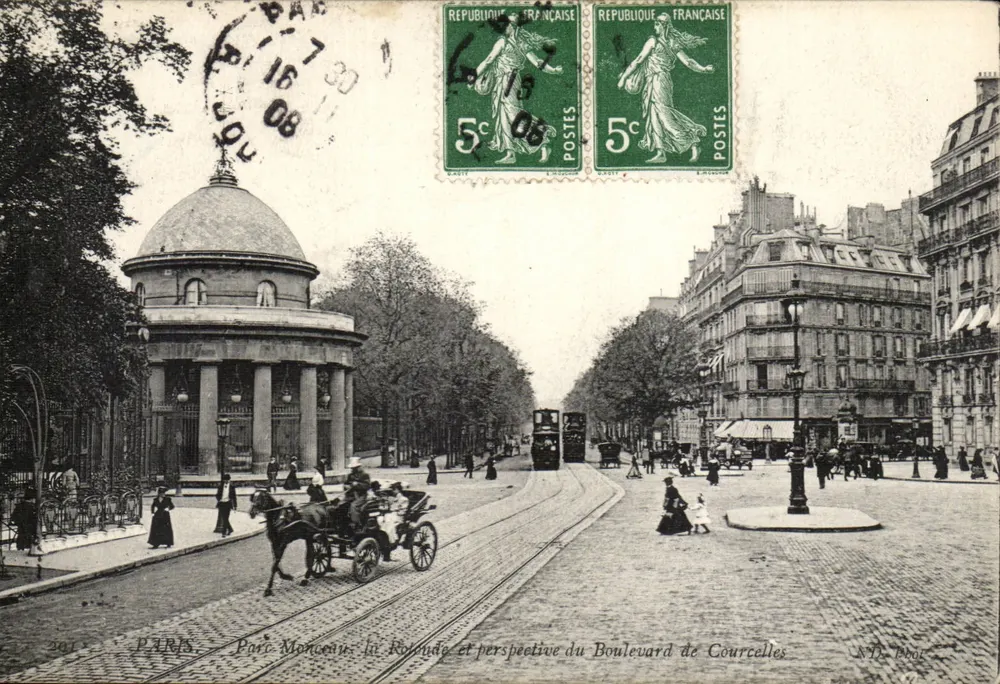 Paris - Porte Monceau: Die Runde und Perspektive des Boulevard de Courcelles — N.D. Poir - Vorderseite