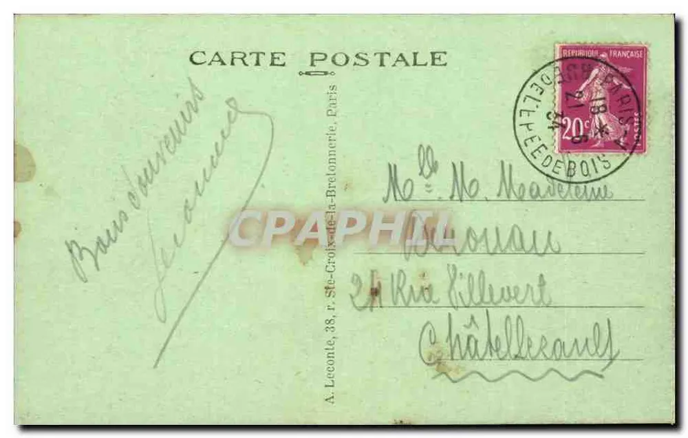 Paris — Der Brücke und der Place Saint-Michel — A. L. - Rückseite