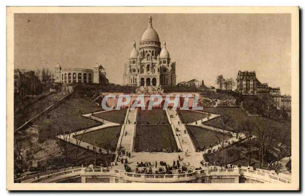 Sacré-Cœur de Montmartre — Vista geral e a Escada Monumental — Les Editions d'Art 'WON', Paris - Frente